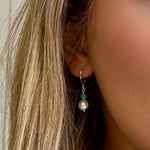 Pearl earrings with amazonite gemstone