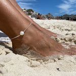 Sterling silver keshi pearl anklet with 12mm freshwater keshi pearl on rolo chain