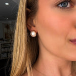 large keshi pearl studs set in gold