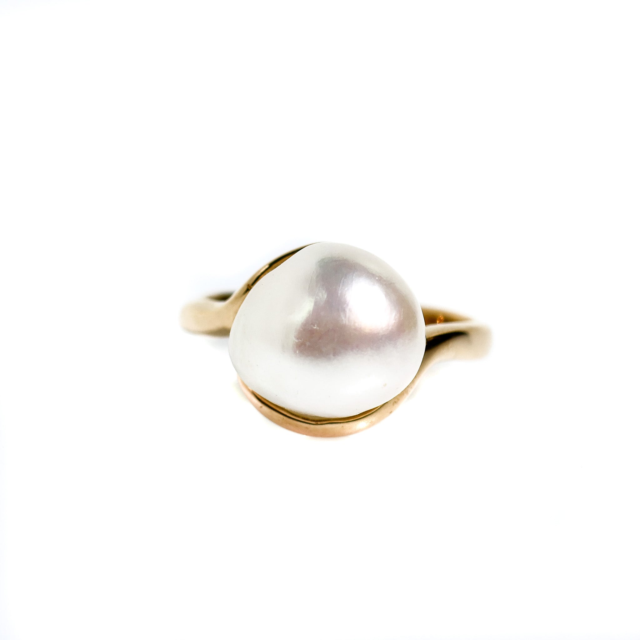 keshi pearl ring set in gold vermeil