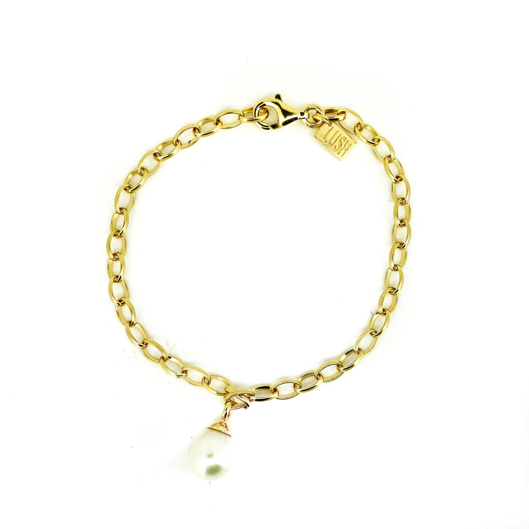 kids gold bracelet with pearl charm
