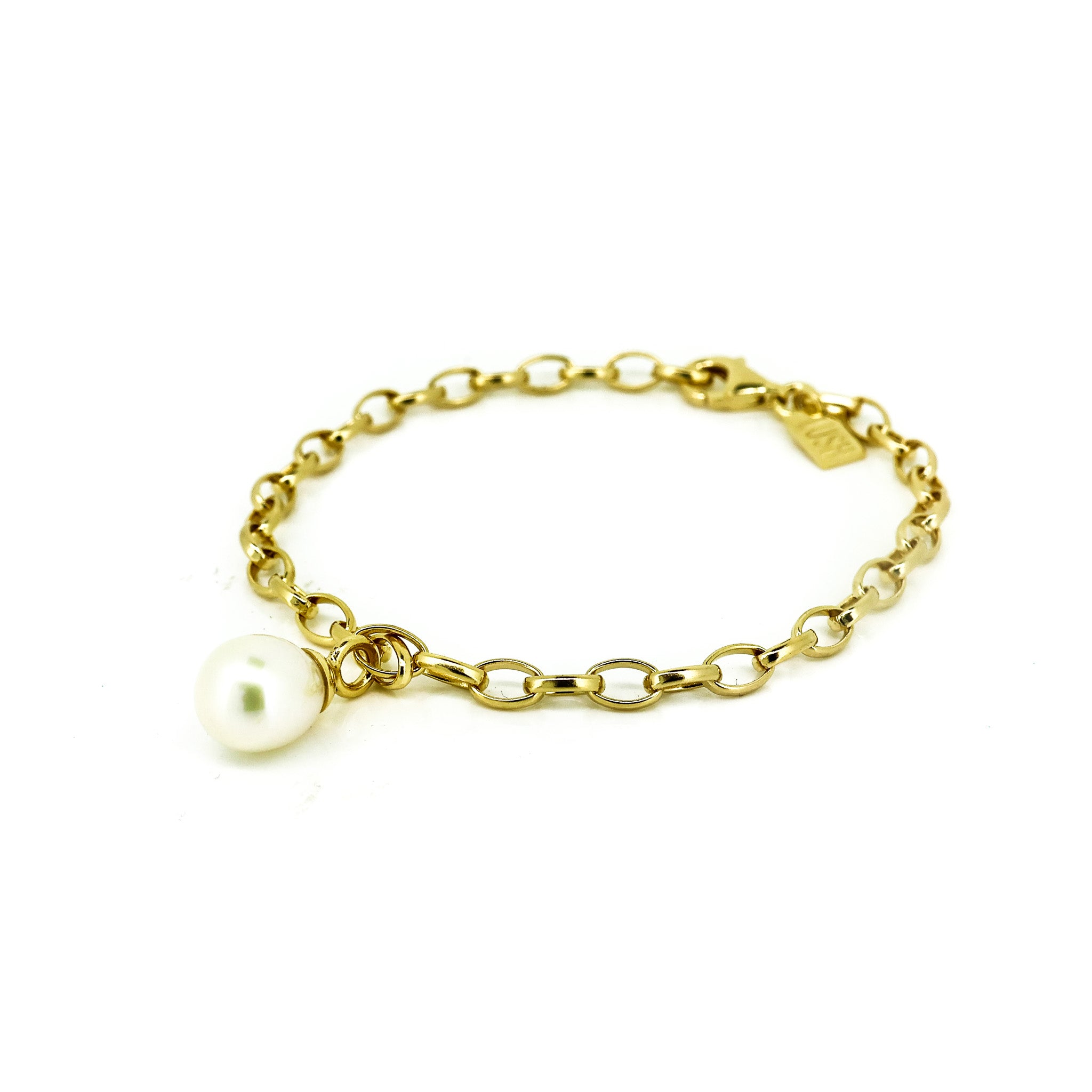 Gold childrens braceket with pearl charm
