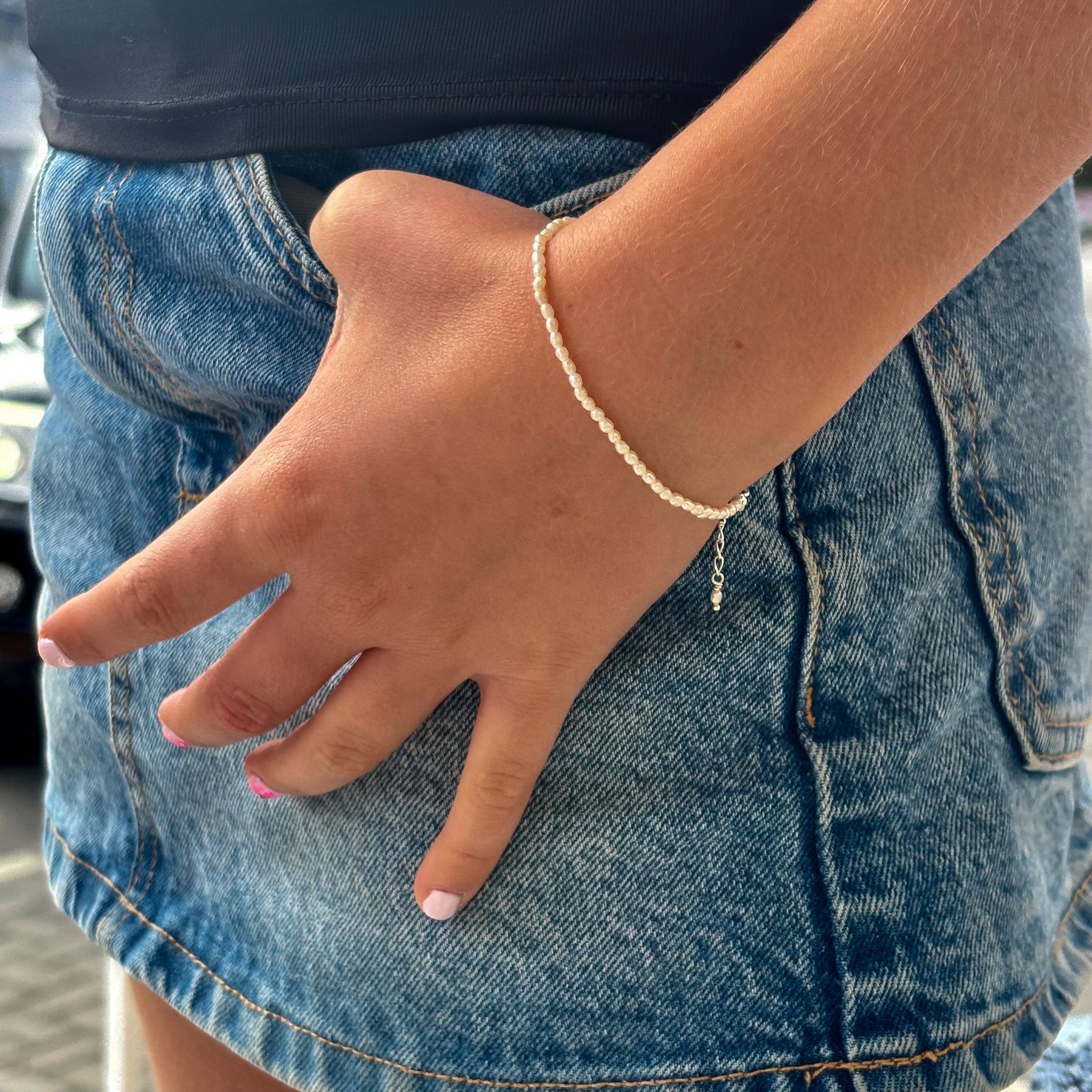 childrens dainty pearl bracelet