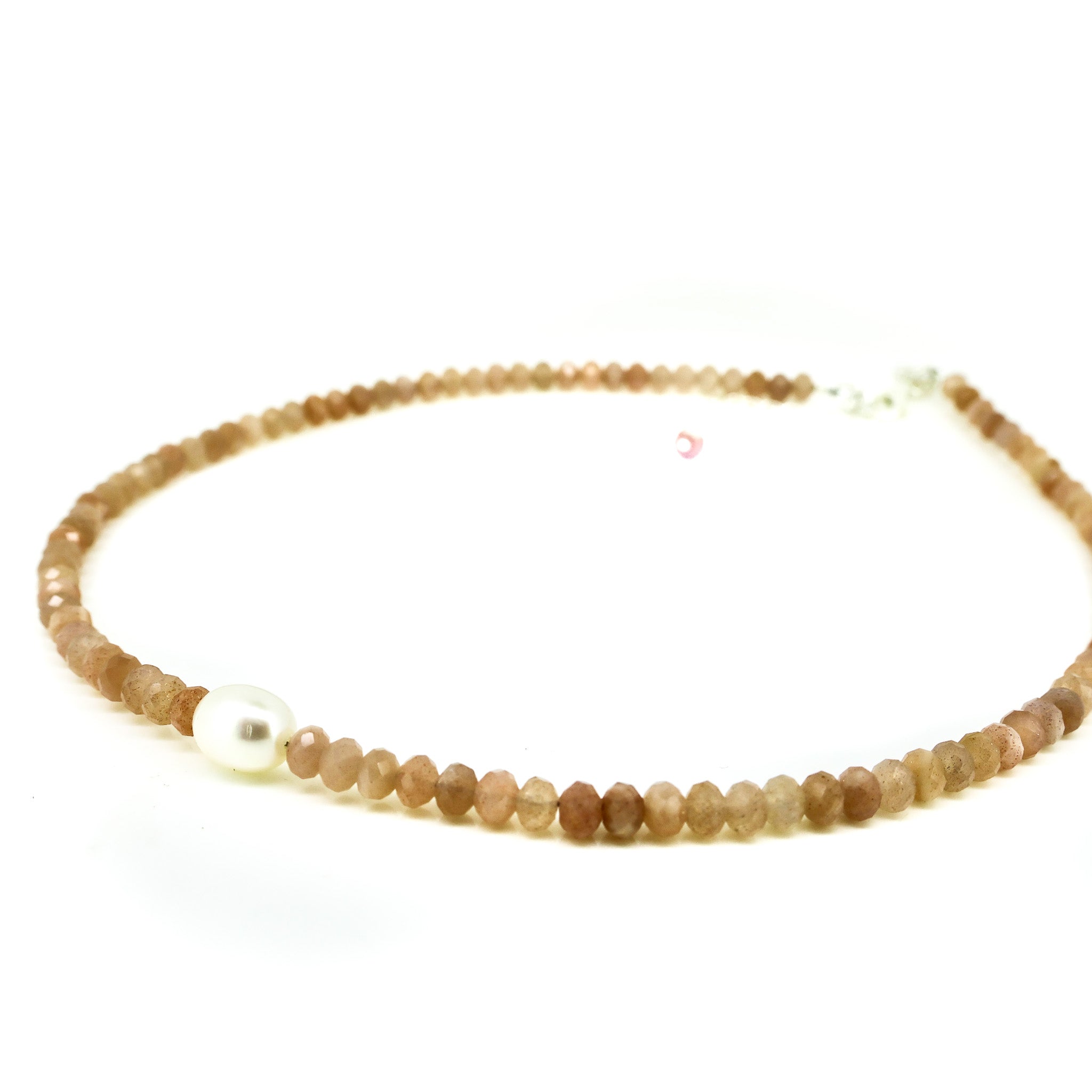 gemstone moonstone beaded necklace with pearl