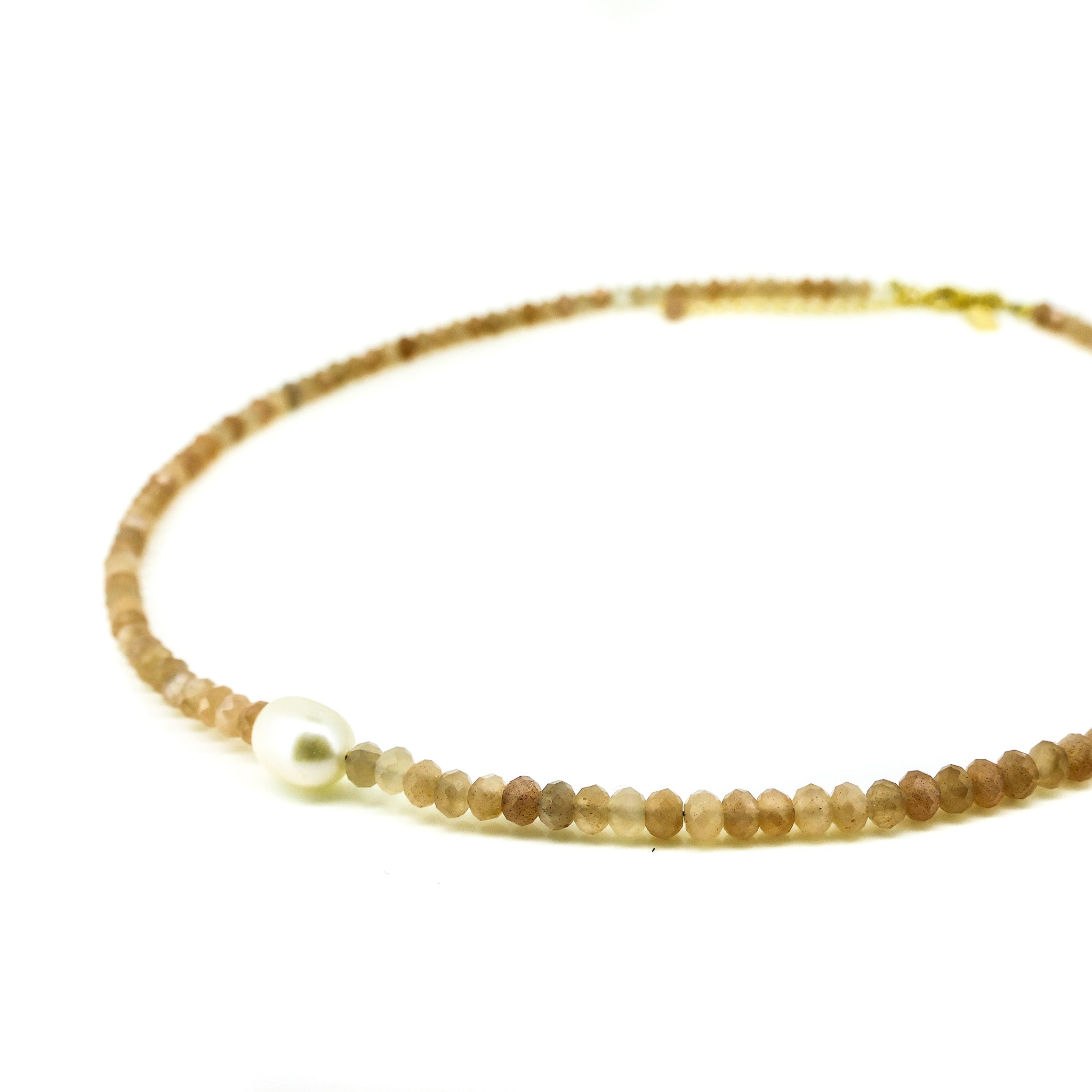 Moonstone Pearl Necklace Gold