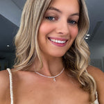 dainty silver becklace with pink opals and pearls