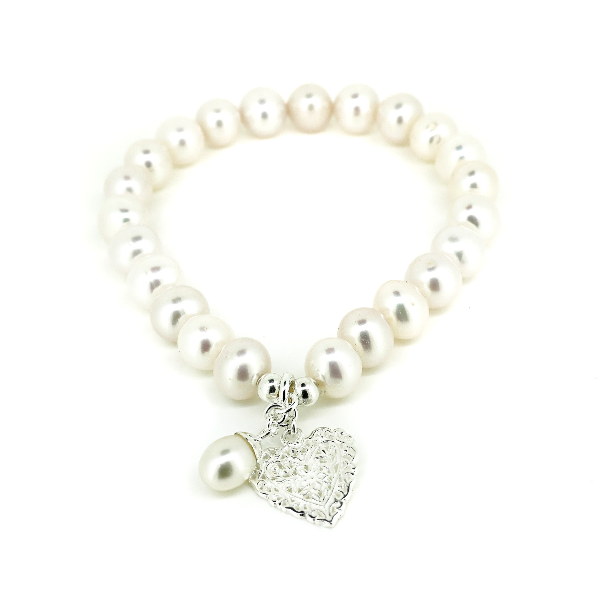 ocean hearts pearl stretch bracelet