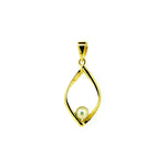 gold pearl pendanyt in a diamond shape with a dianty freshwater pearl