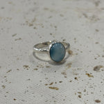 oval shaped silver larimar ring