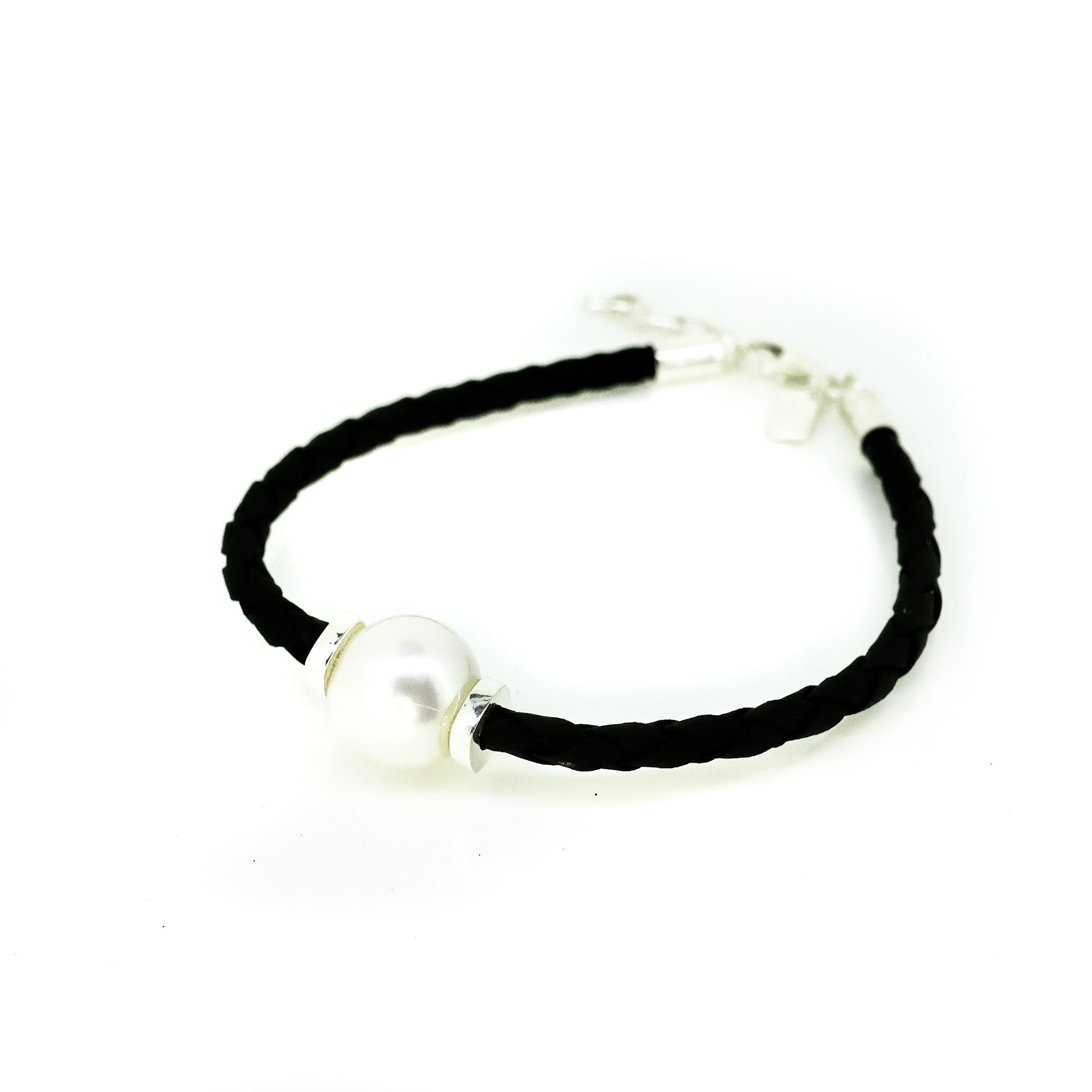 pearl bracelet on black braid band