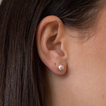 8mm pink pearl studs set in gold vermeil