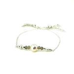 dainty pearl bracelet with pearl and gemstones in silver