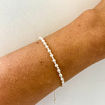dainty pearl and silver bracelet