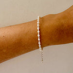 dainty pearl and silver ball bracelet