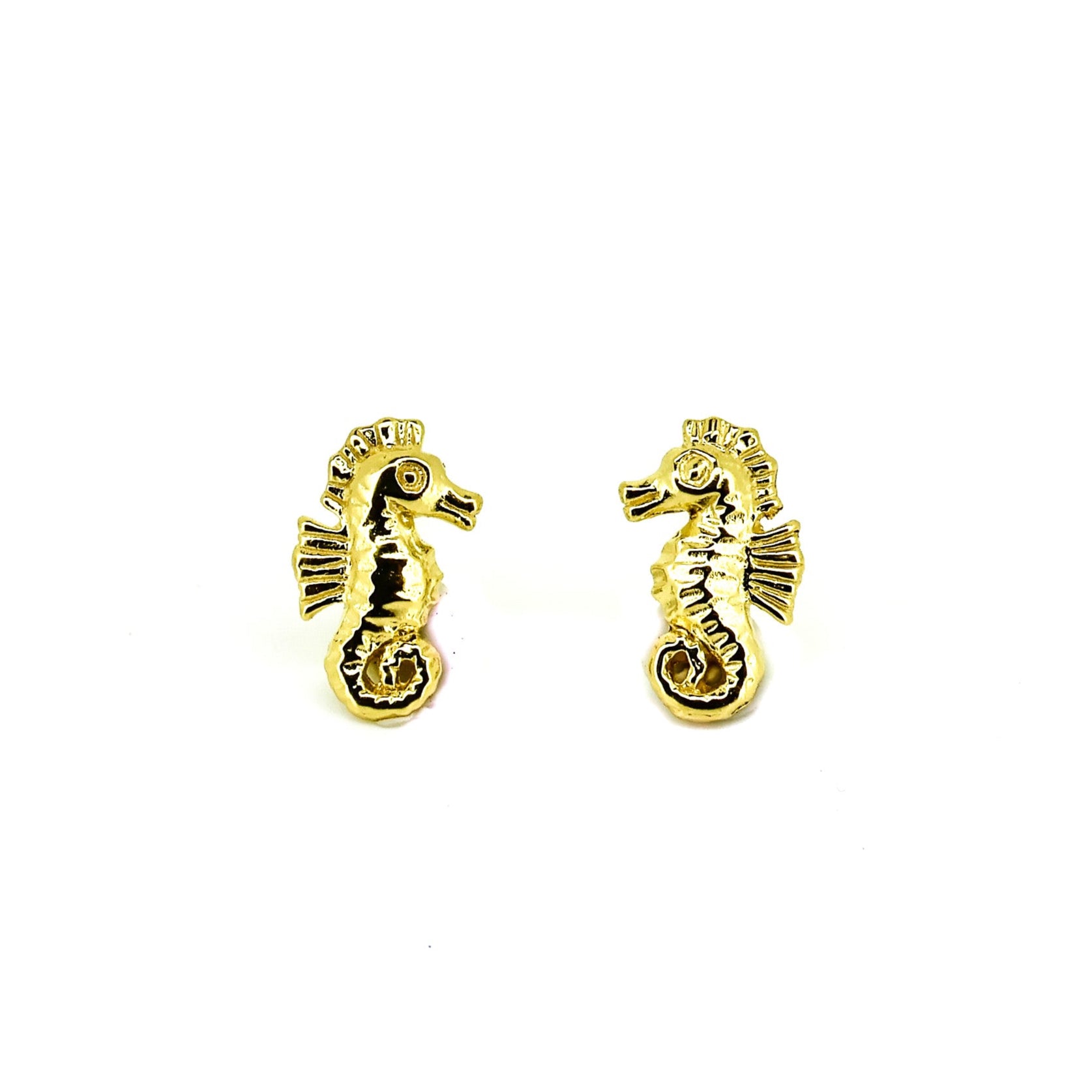 dainty gold seahorse studs