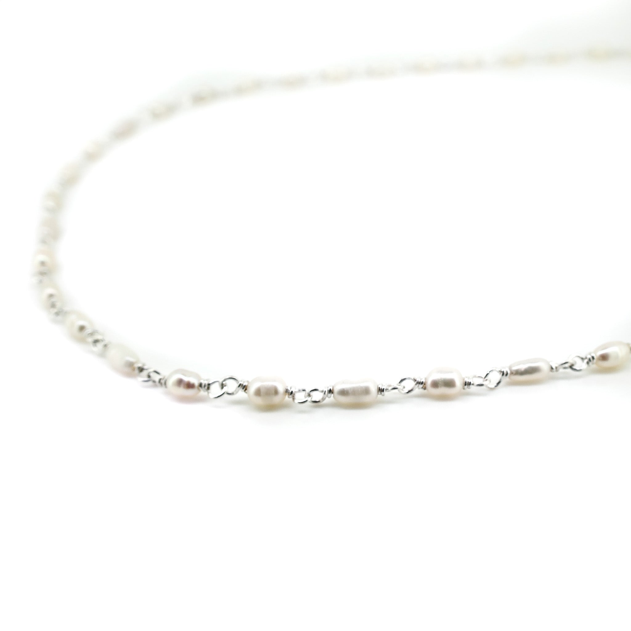 dainty silver and pearl necklace