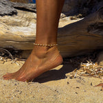 pearl anklet with gold twist chain