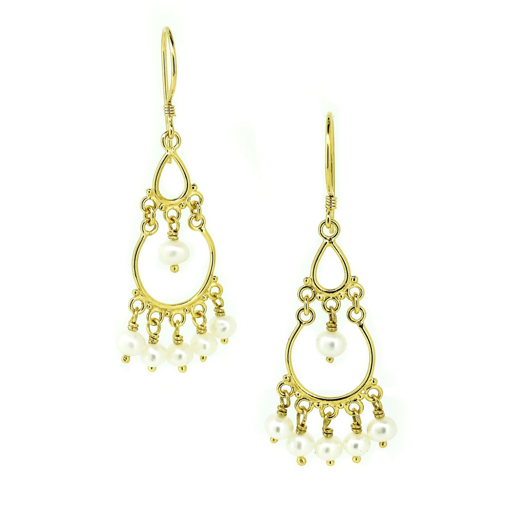 shinju pearl earrings gold