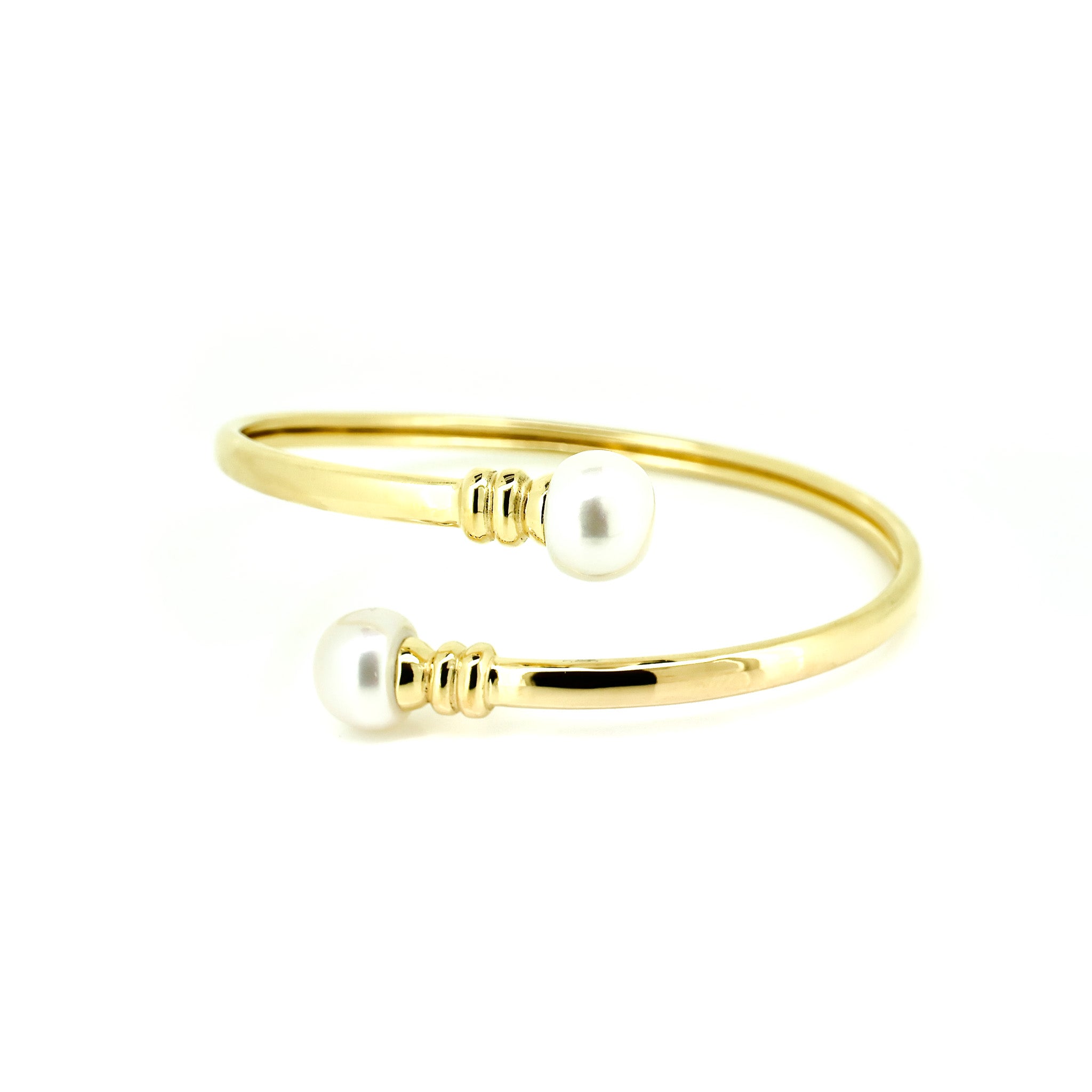 gold spiral cuff with pearl detail