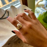 coastal inspired staircase to the moon brome gold ring