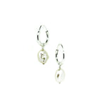 silver sleeper earrings with white freshwater keshi pearls