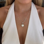 white mabe pearl pendant set in silver