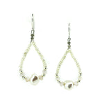 beaded pearl earrings with pink opal