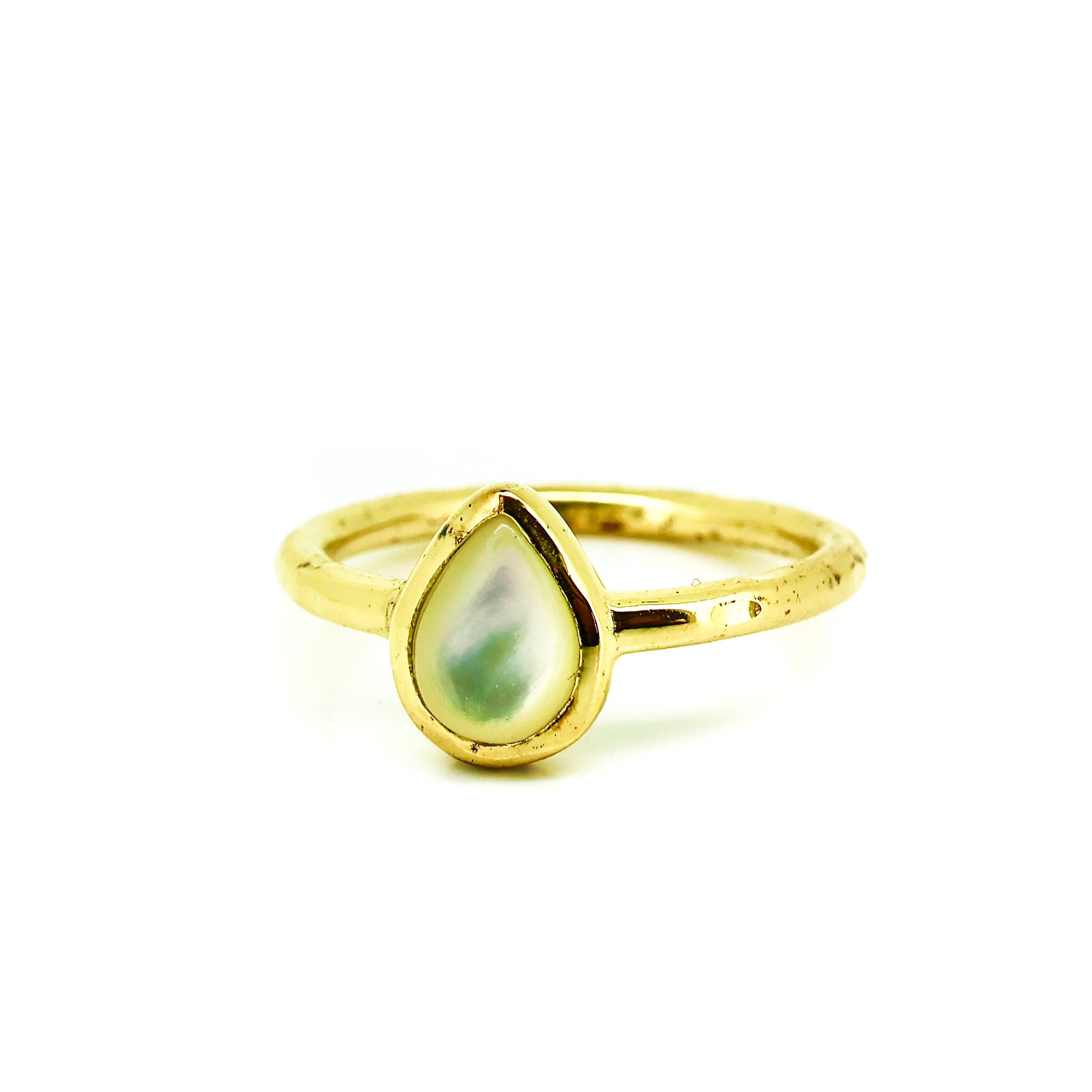 dainty mother of pearl ring in gold
