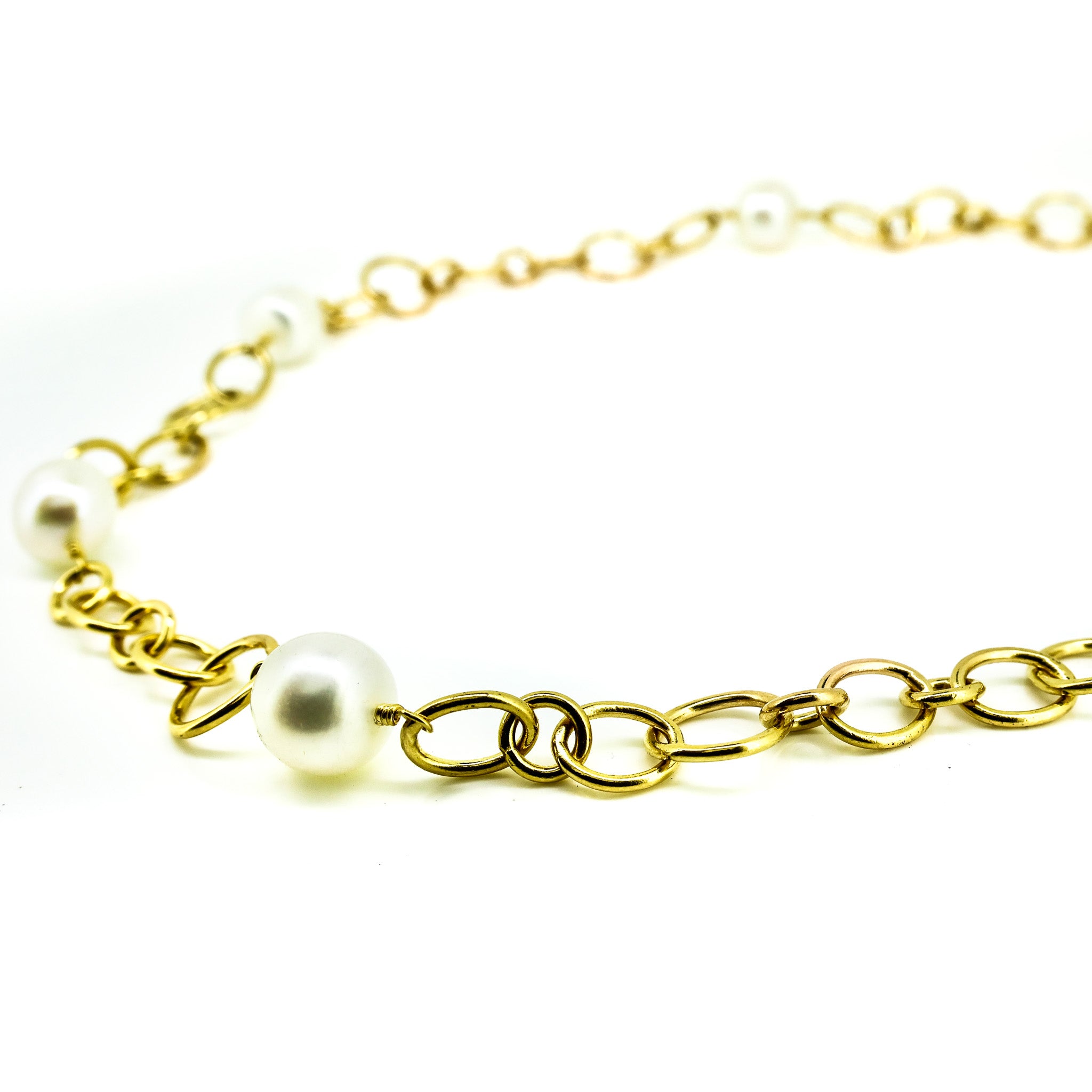 Sunset Beach Pearl Necklace with gold vermeil chain and pearls
