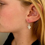silver hook turtle earrings