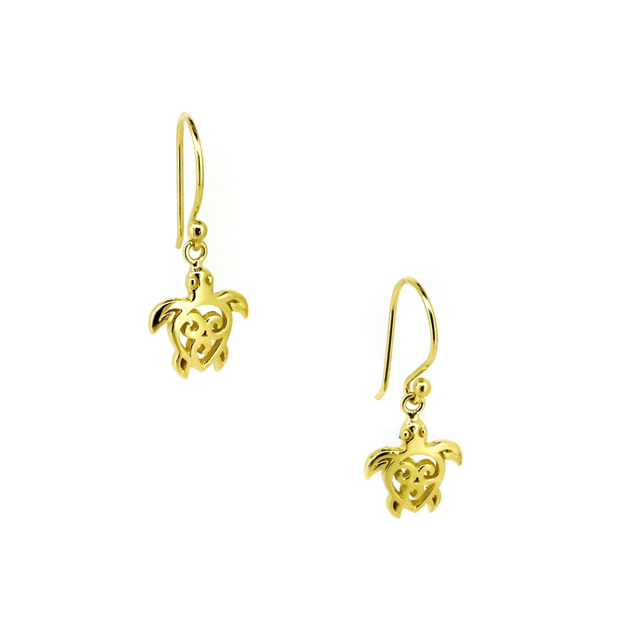 gold turtle earrings