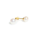 6mm dainty white pearl studs set in gold