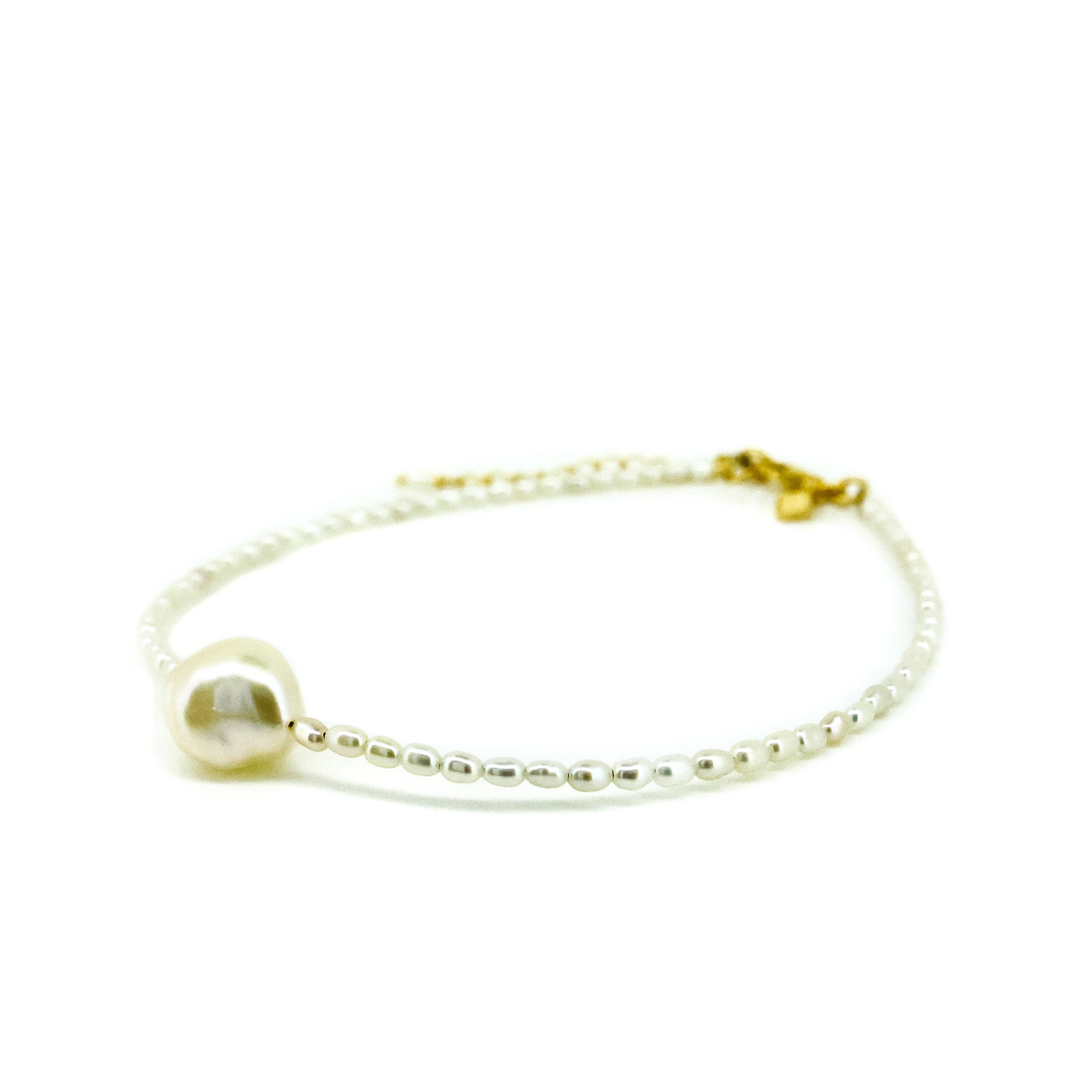 pearl anklet with gold clasp
