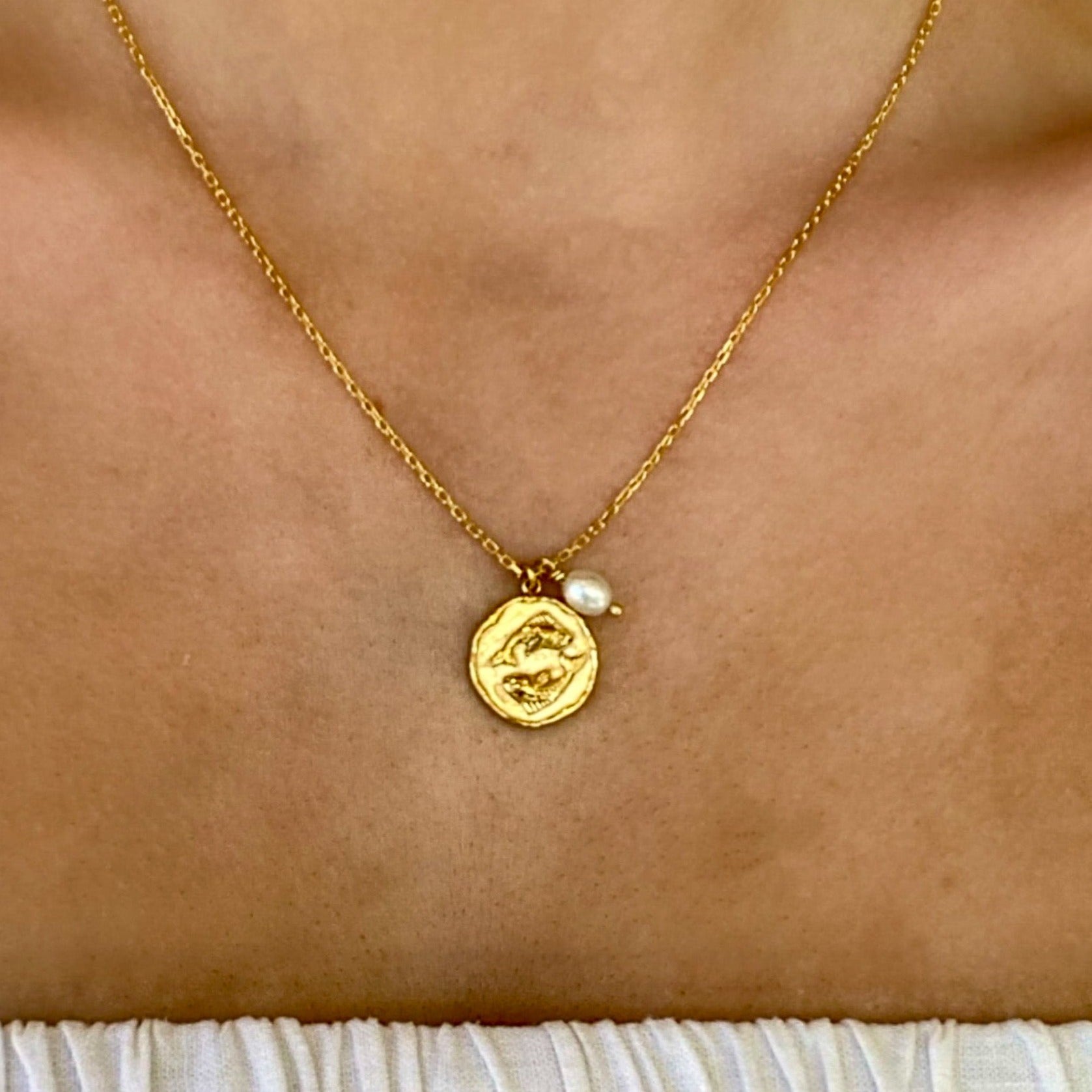 zodiac pisces necklace gold