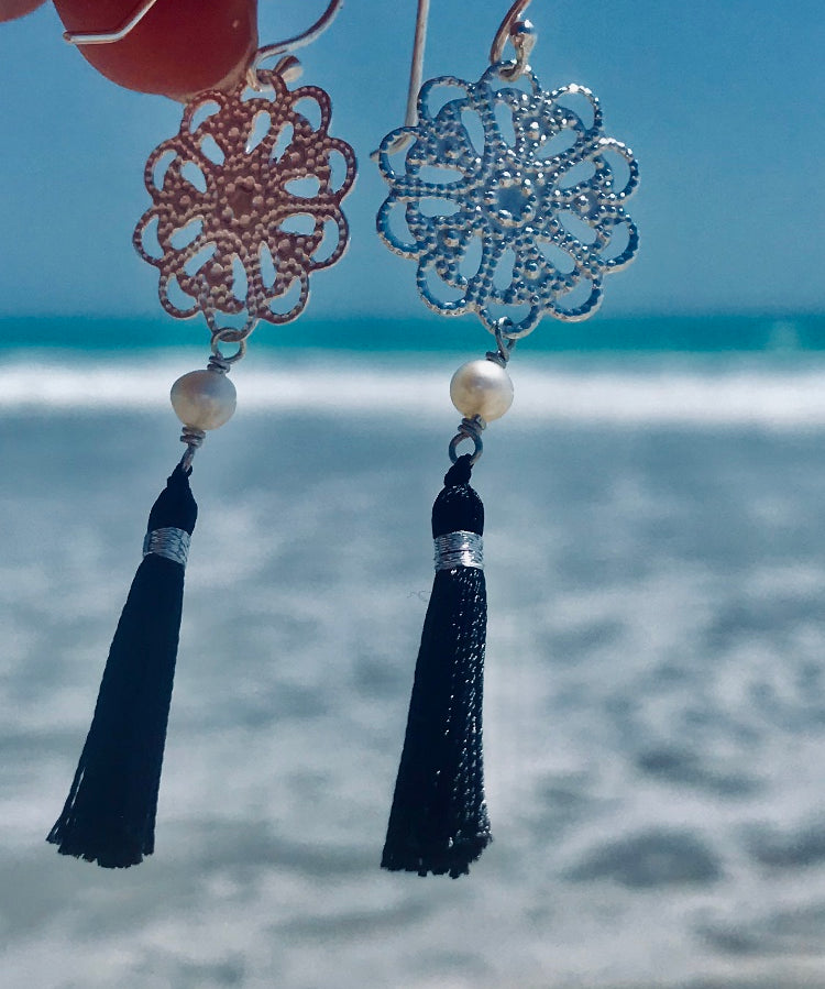 black tassel earrings