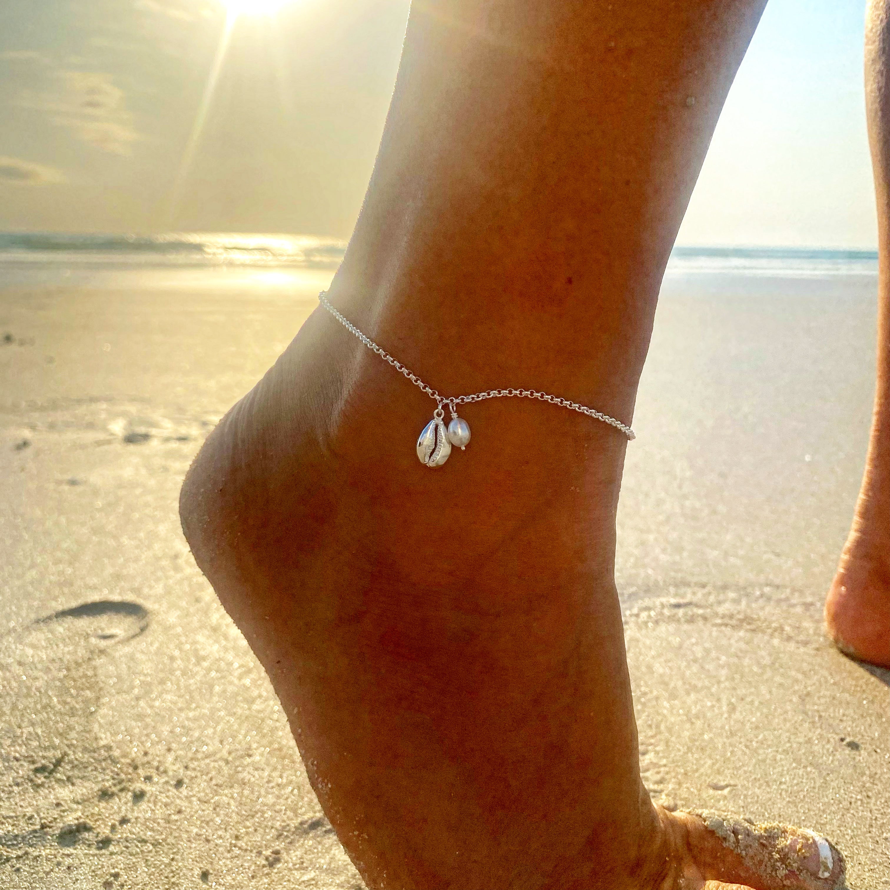 cowrie shell anklet