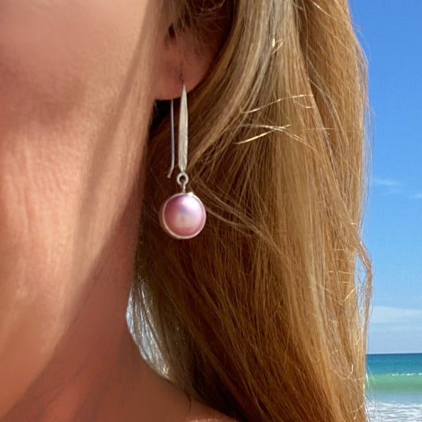 Pink pearl earrings 