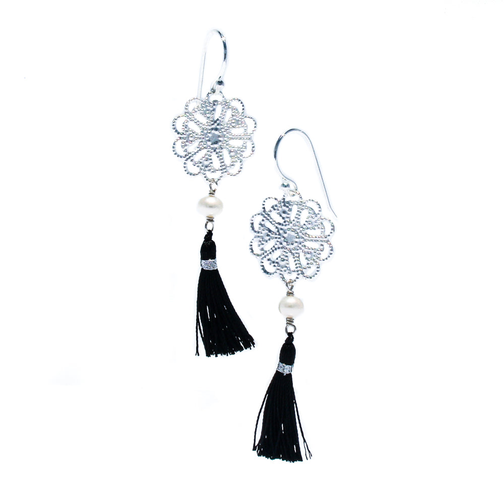 black tassel earrings