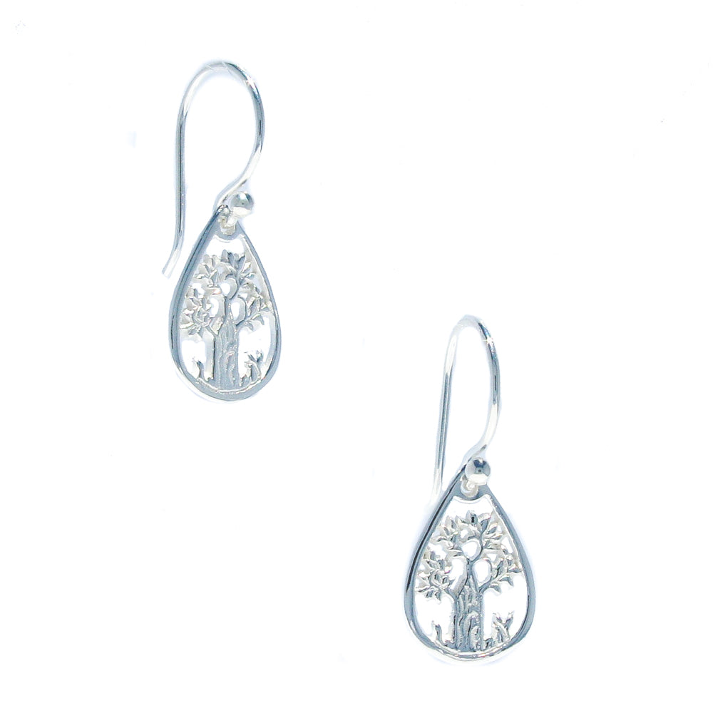 boab tree of life earrings silver