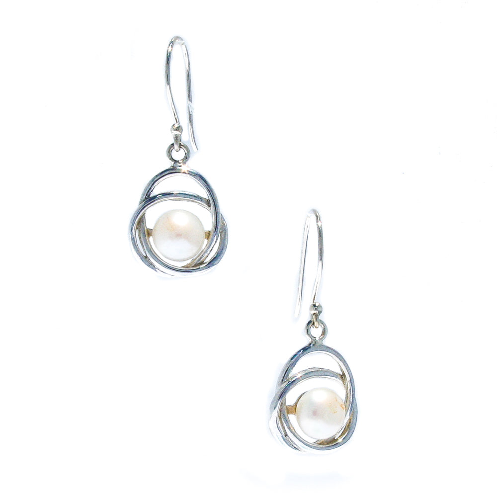 pearl earrings set in sterling silver