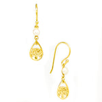 small boab tree of life earrings with pearl in gold