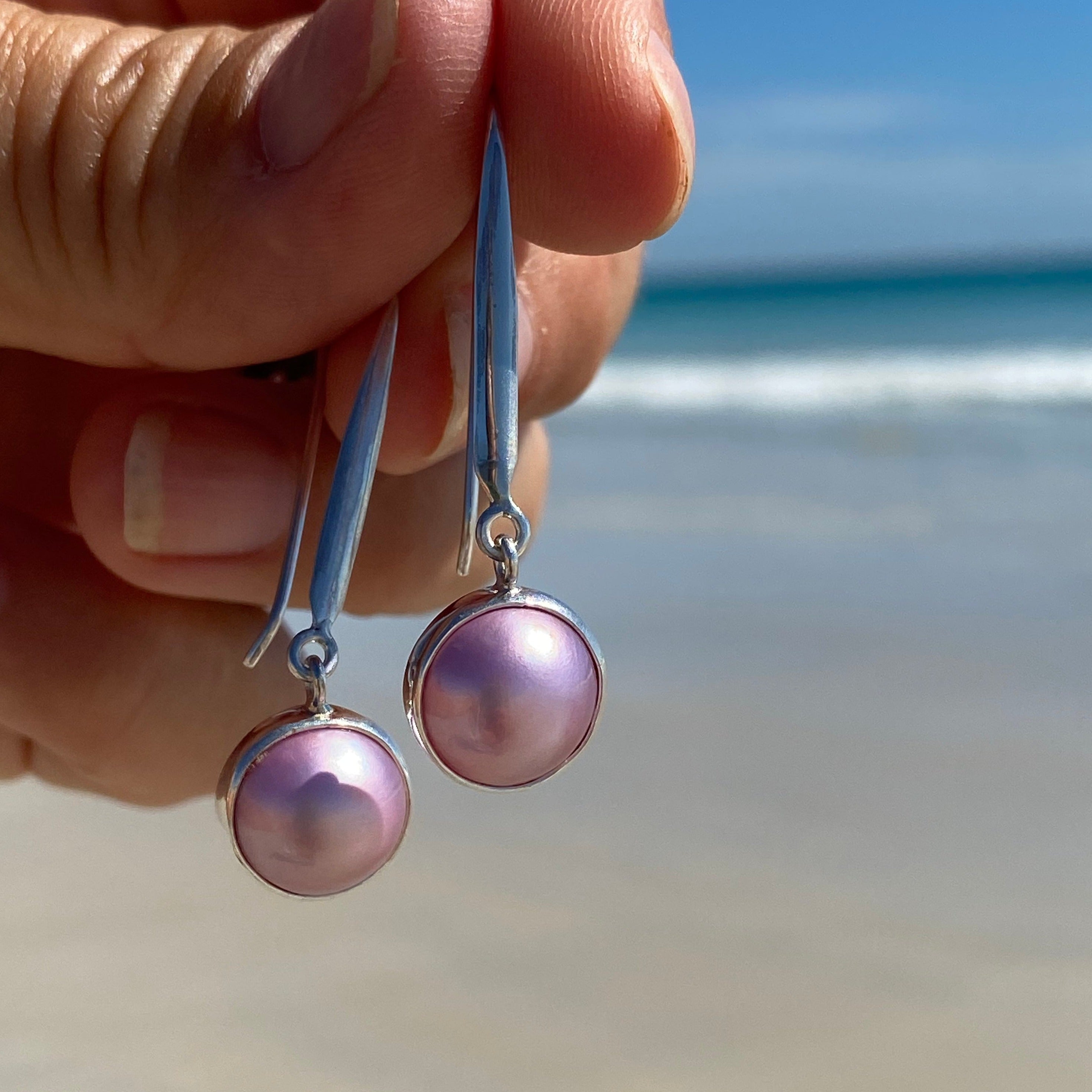 Pink pearl earrings 