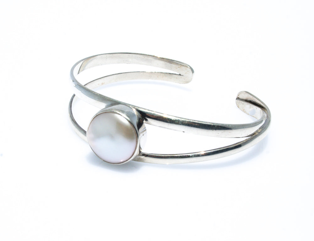 Pearl sterling silver cuff