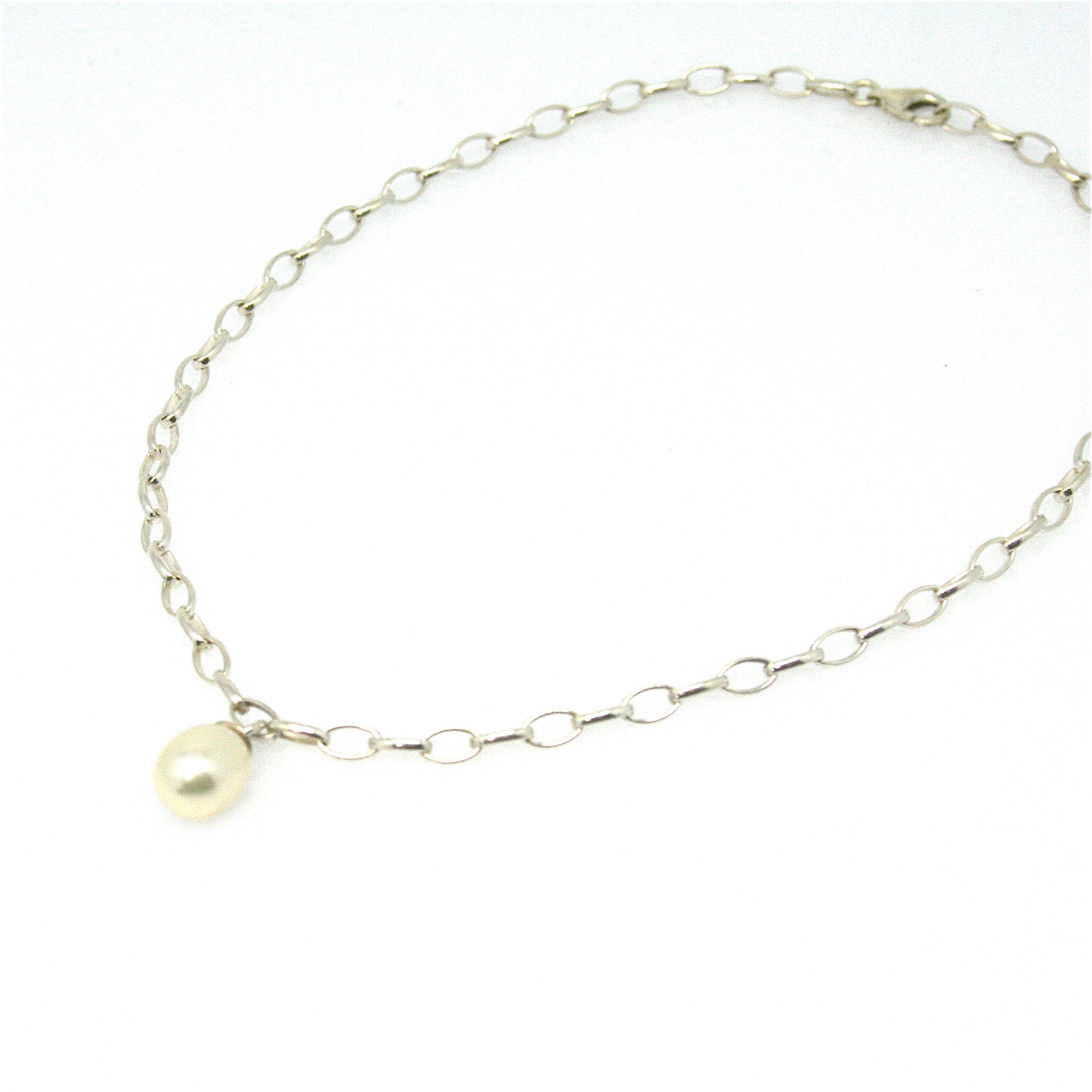 silver pearl anklet