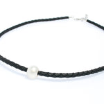 JOSIE PEARL BLACK BRAID NECKLACE