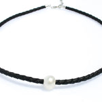 JOSIE PEARL BLACK BRAID NECKLACE