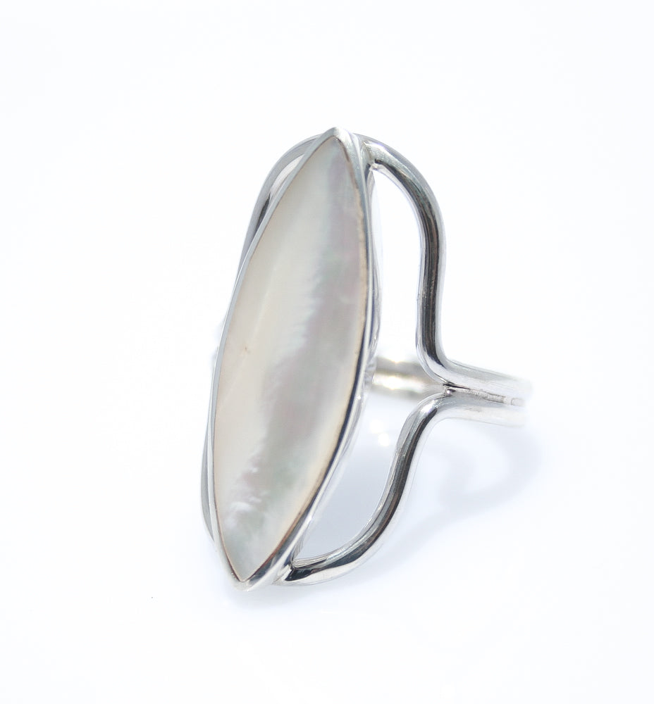 boho beach mother of pearl ring