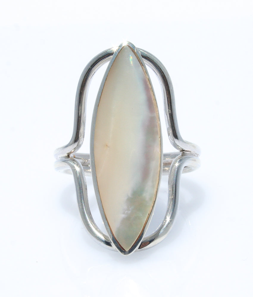 boho beach mother of pearl ring
