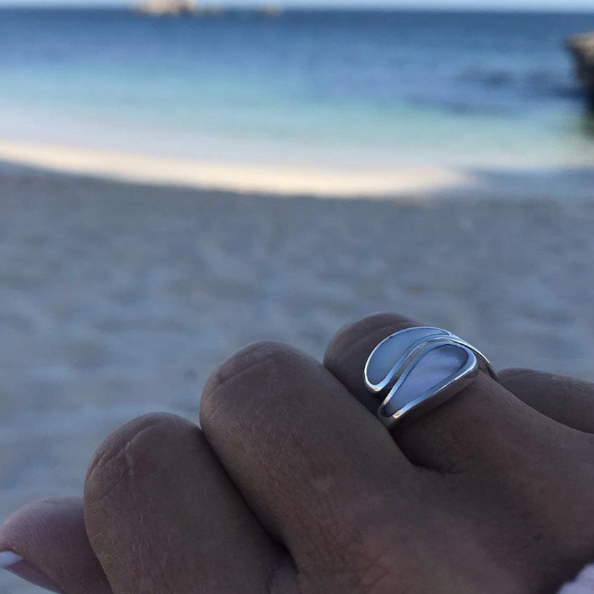 silver mother of pearl ring