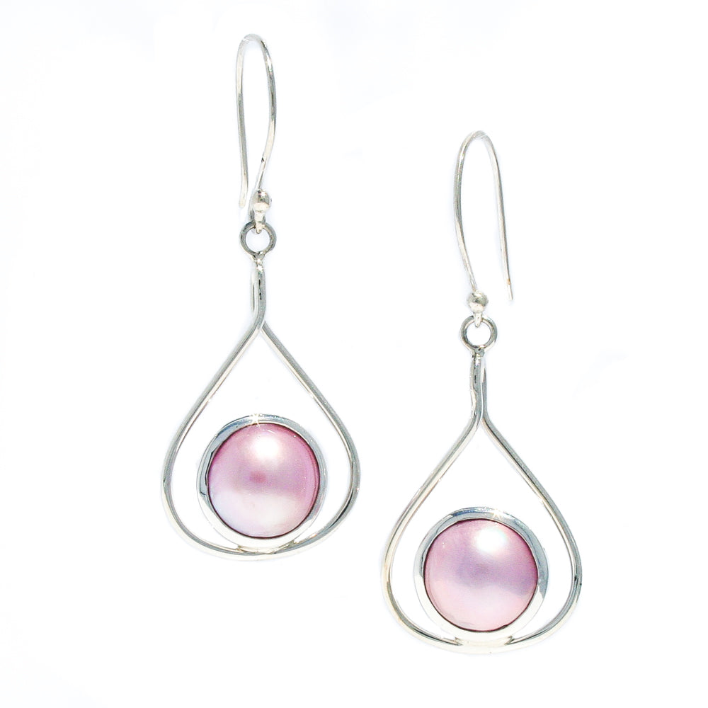 PINK MABE PEARL EARRINGS STERLING SILVER